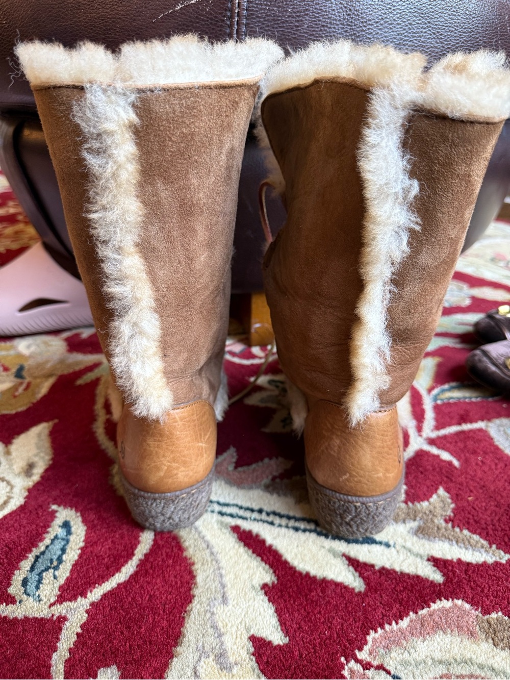 Born Mid-Calf winter boots in chestnut suede and leather - Picture 3 of 6